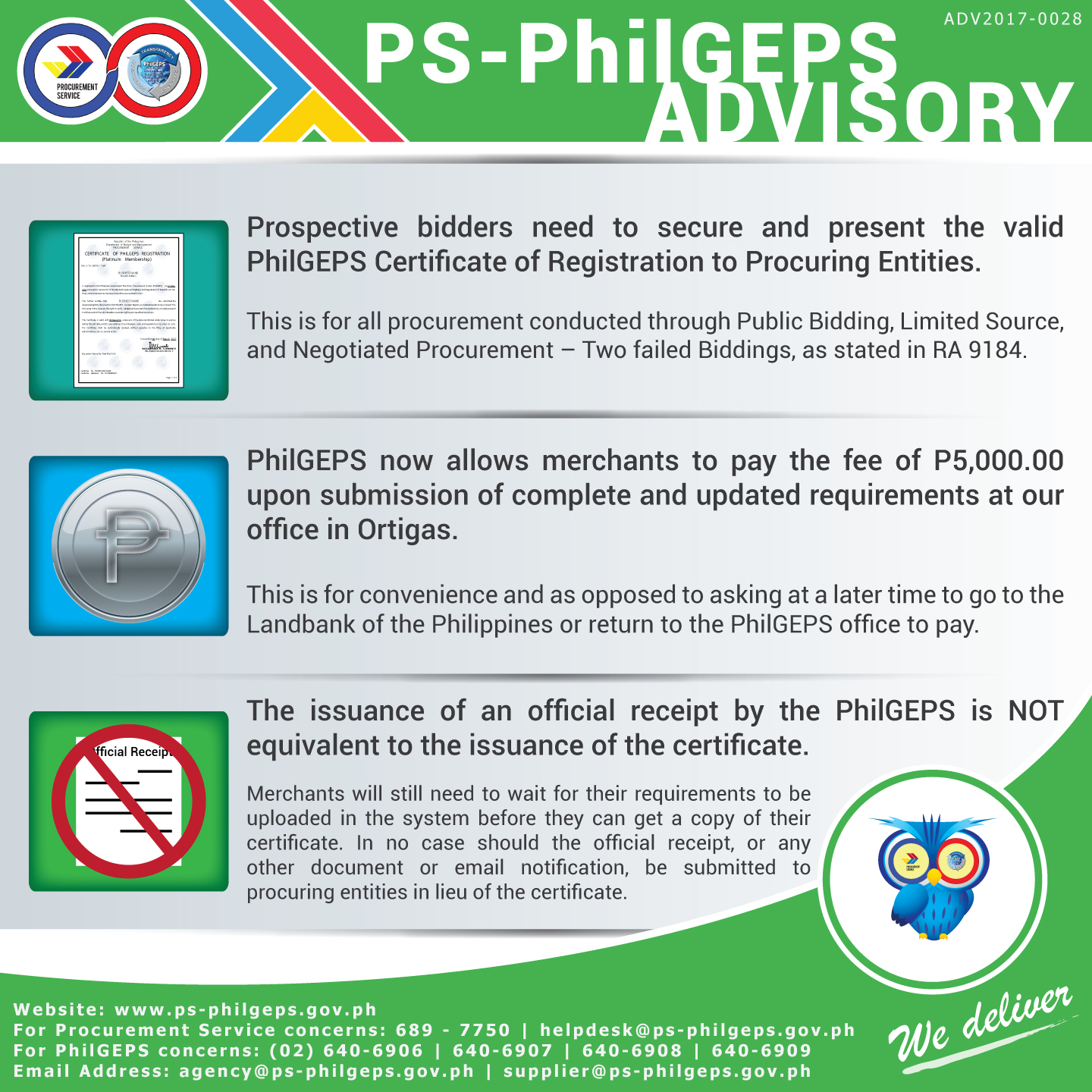 Advisory On Submission Of Philgeps Certificate Of Registration To